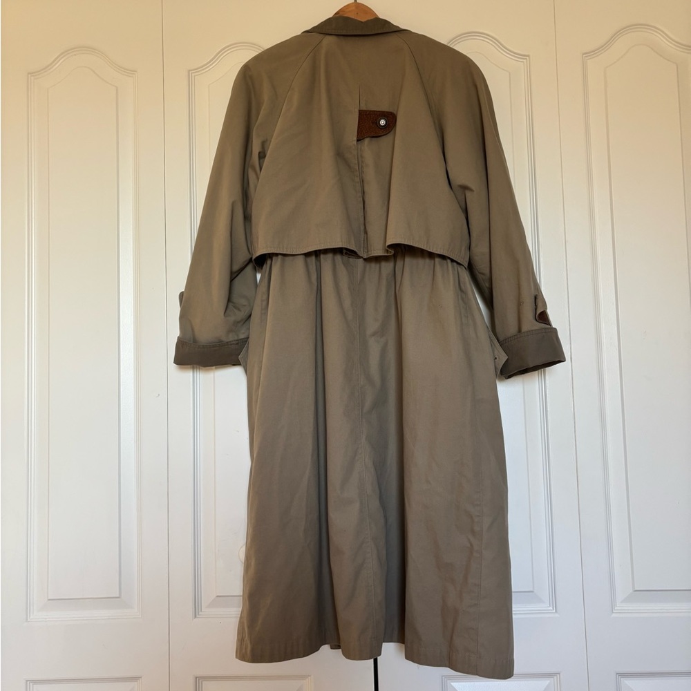 Vintage Tan Plaid Lined Trench Coat - Picture 12 of 15